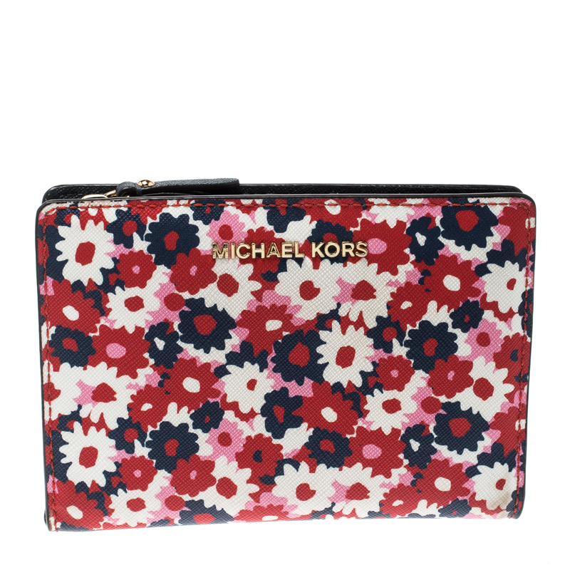 Michael Kors Multicolor Floral Begonia Leather Compact Wallet