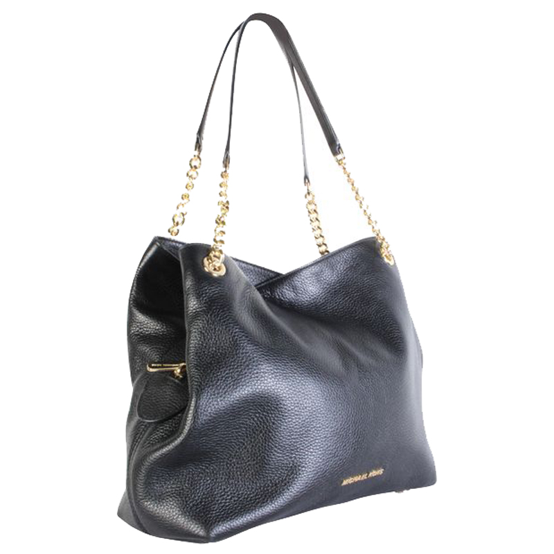 

Michael Kors Black Pebbled Leather Chain Tote