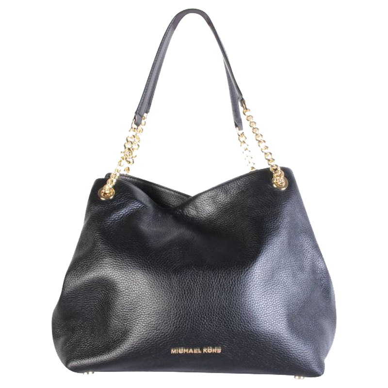 Pre-owned Michael Kors Black Pebbled Leather Chain Tote