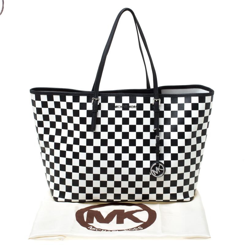 MK black and white bag
