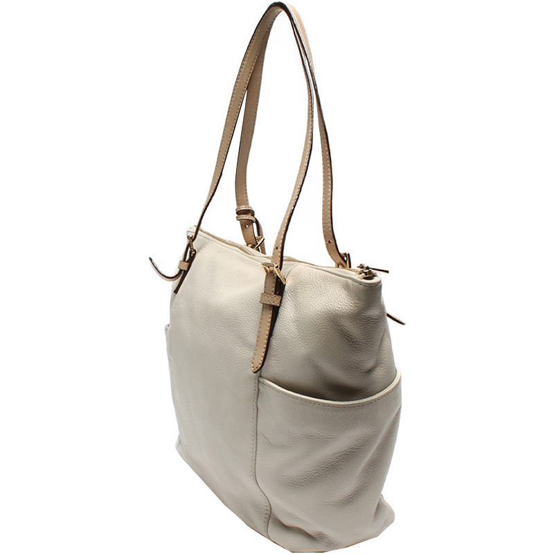 

Michael Kors White Saffiano Leather Top Zip Jet Set Tote