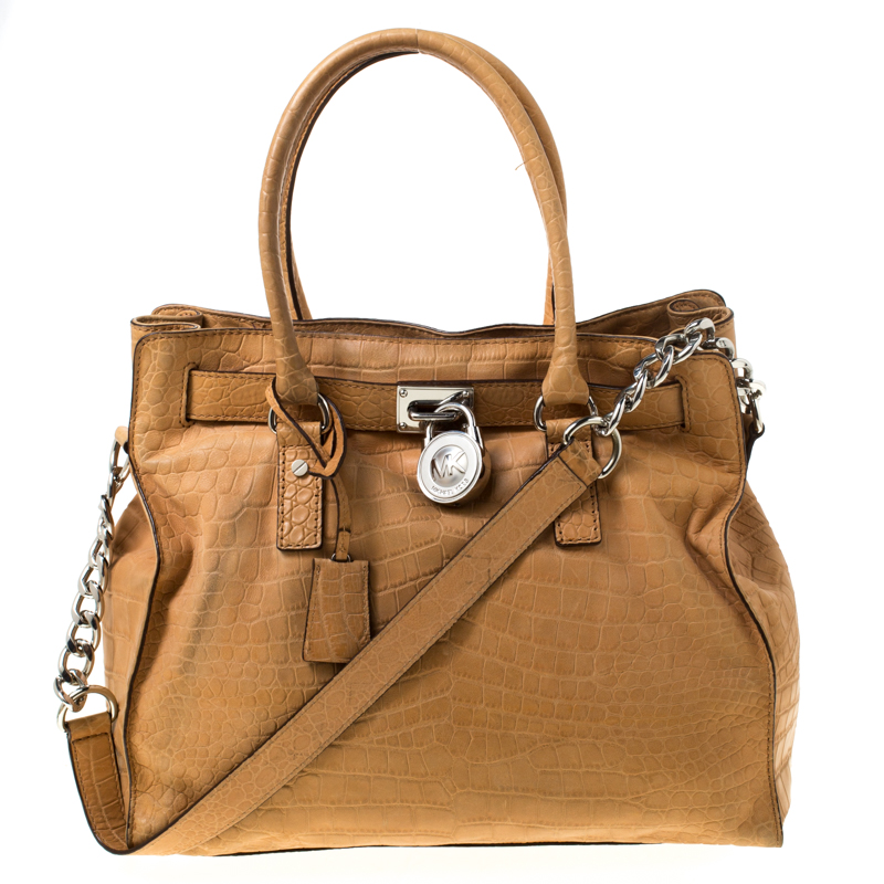 michael kors embossed leather tote