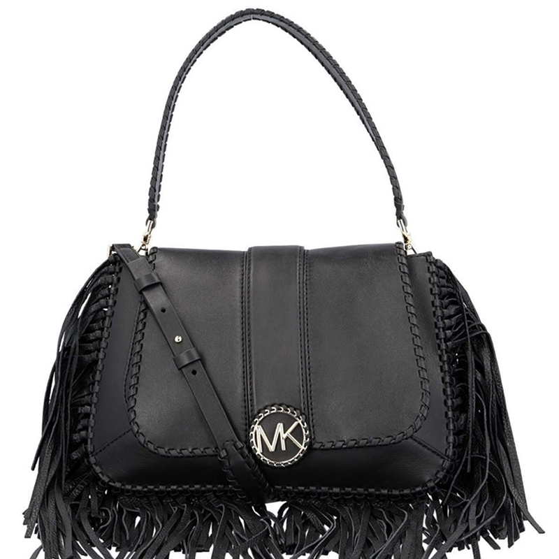 

Michael Kors Black Leather Fringe Shoulder Bag