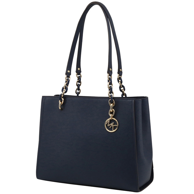 

Michael Kors Navy Blue Leather Chain Tote
