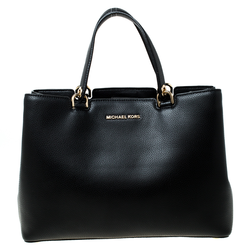 Pre Owned MICHAEL Michael Kors Black Leather Tote 