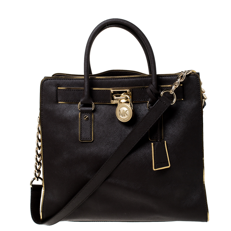 مملوكة مسبقًا حقيبة مايكل مايكل كورس هاميلتون جلد بني داكن