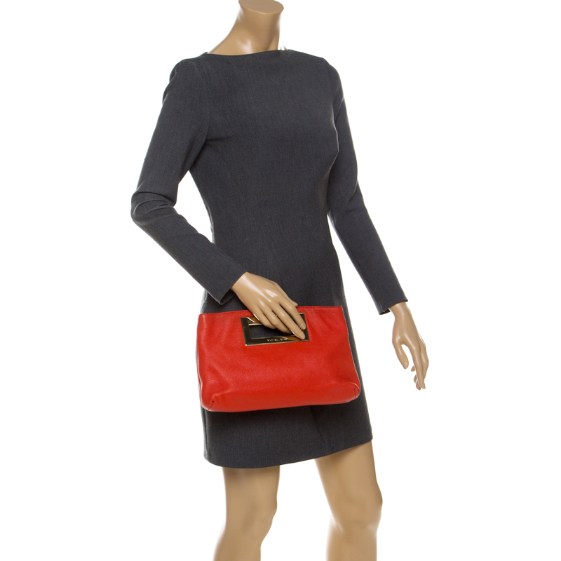 

Michael Kors Orange Leather Berkley Clutch