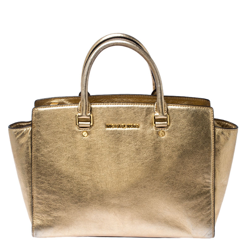 michael kors gold metallic handbag