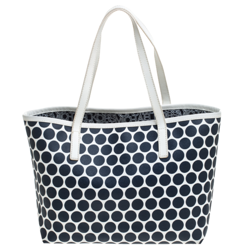 MICHAEL Michael Kors Blue/White Polka Dot Coated Canvas Small