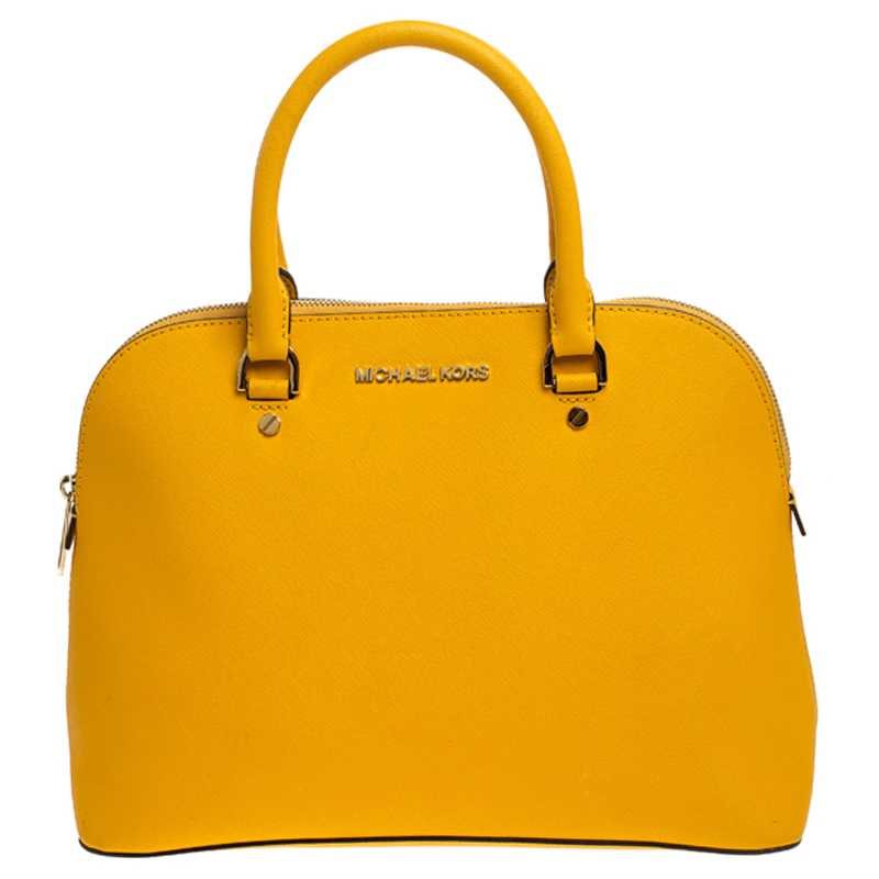 مملوكة مسبقًا MICHAEL Micheal Kors Yellow Leather Cindy Dome Satchel