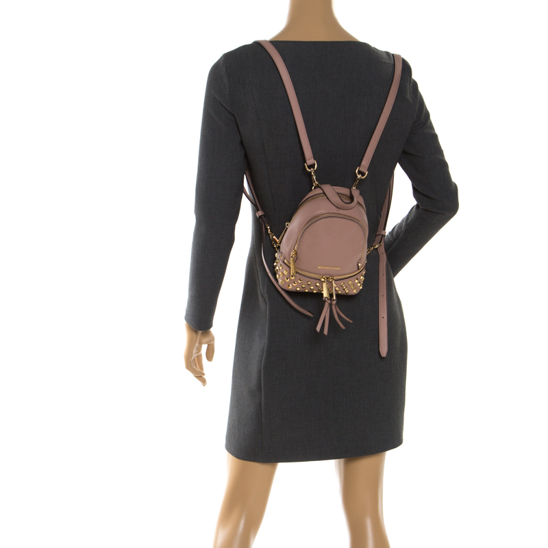 

Michael Kors Beige Leather Mini Studded Rhea Backpack