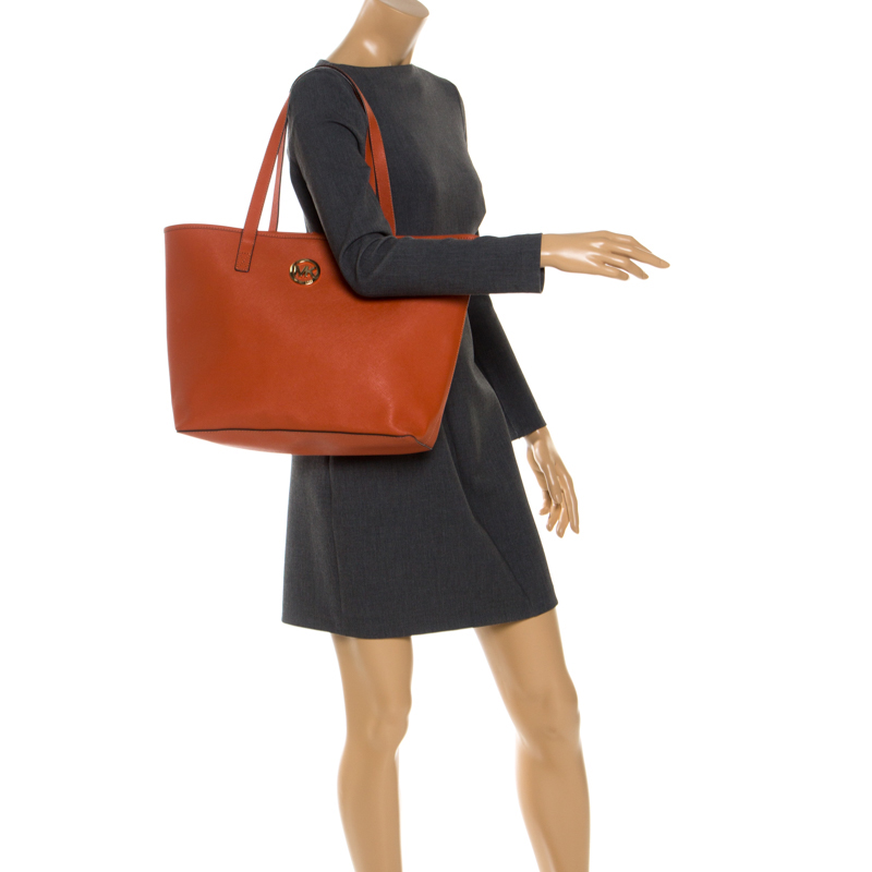 

Michael Kors Dark Orange Leather Shopper Tote