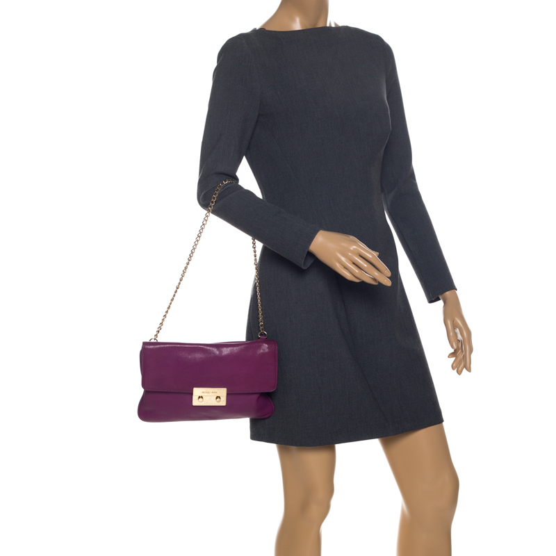 

Michael Kors Purple Leather Flap Shoulder Bag