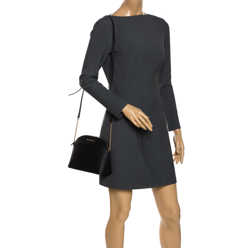 

Michael Kors Black Leather  Dome Crossbody Bag