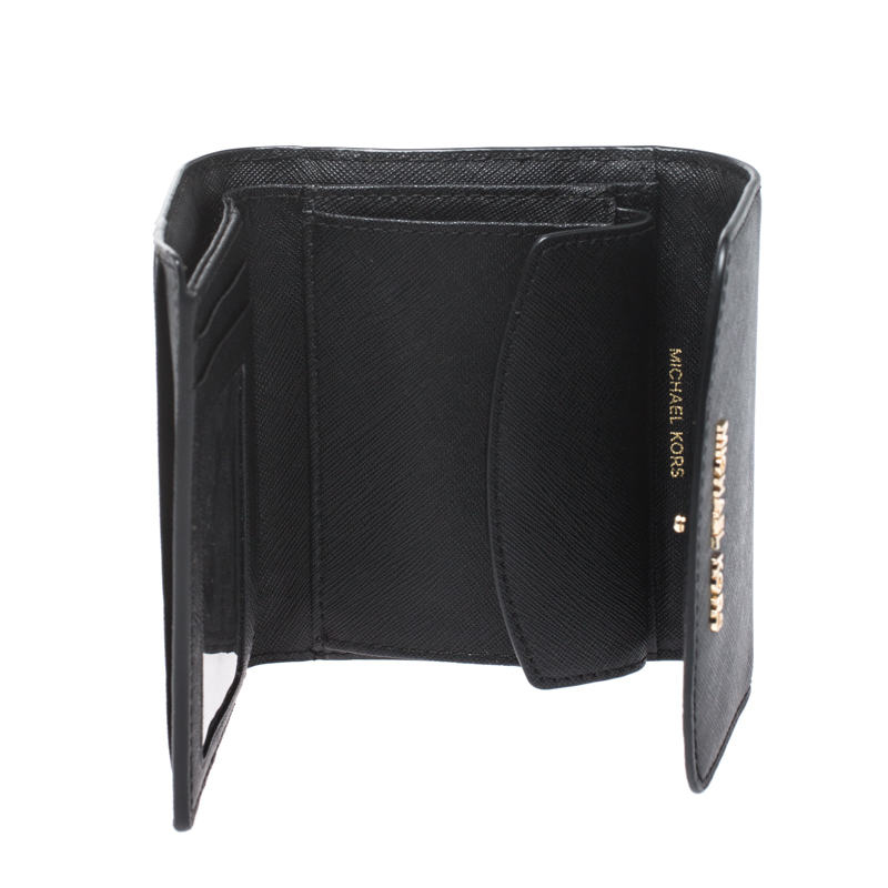 

Michael Kors Black Leather Short Jet Set Trifold Wallet