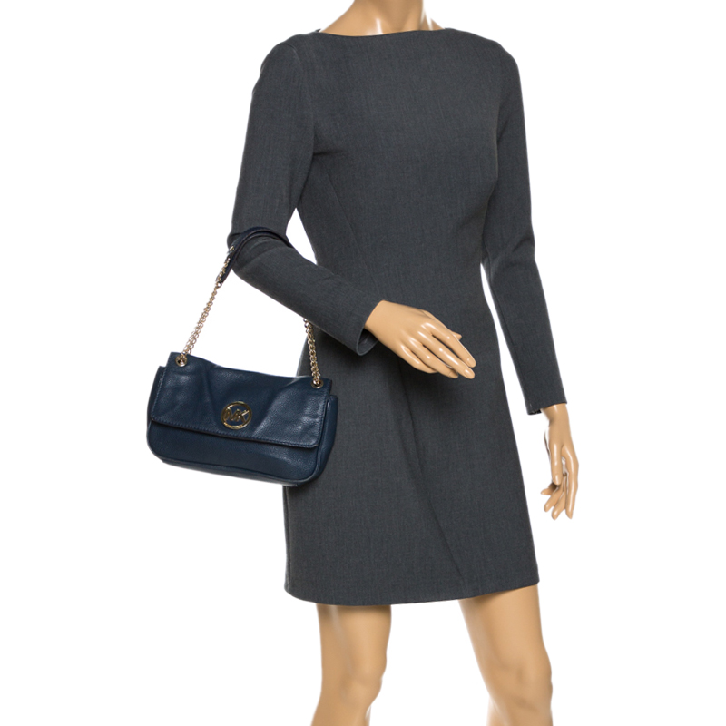 

MICHAEL Michael Kors Blue Leather Flap Shoulder Bag