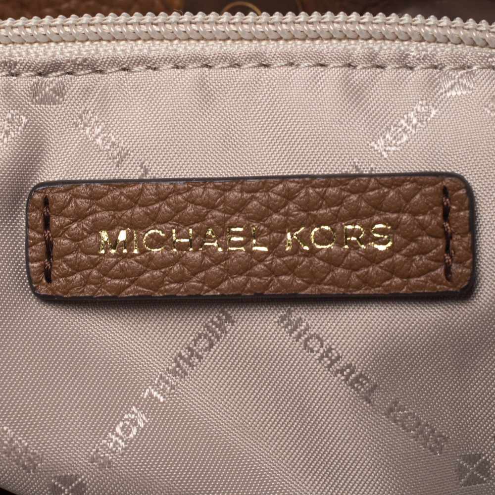 Michael Kors Brown/Off White Signature PVC and Leather Lilie Chain Shoulder  Bag Michael Kors