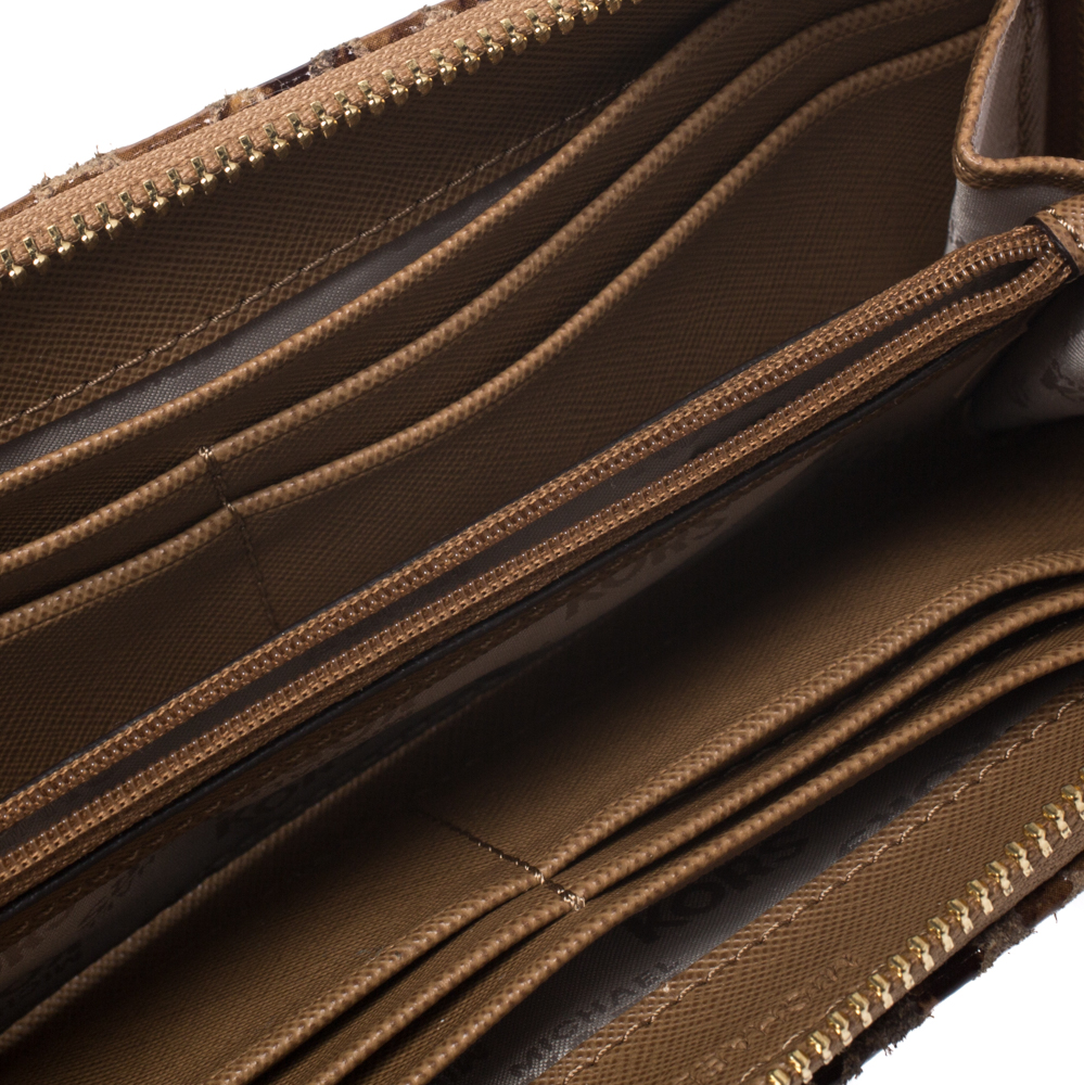 

Michael Kors Brown Python Effect Leather Jet Set Zip Around Wallet