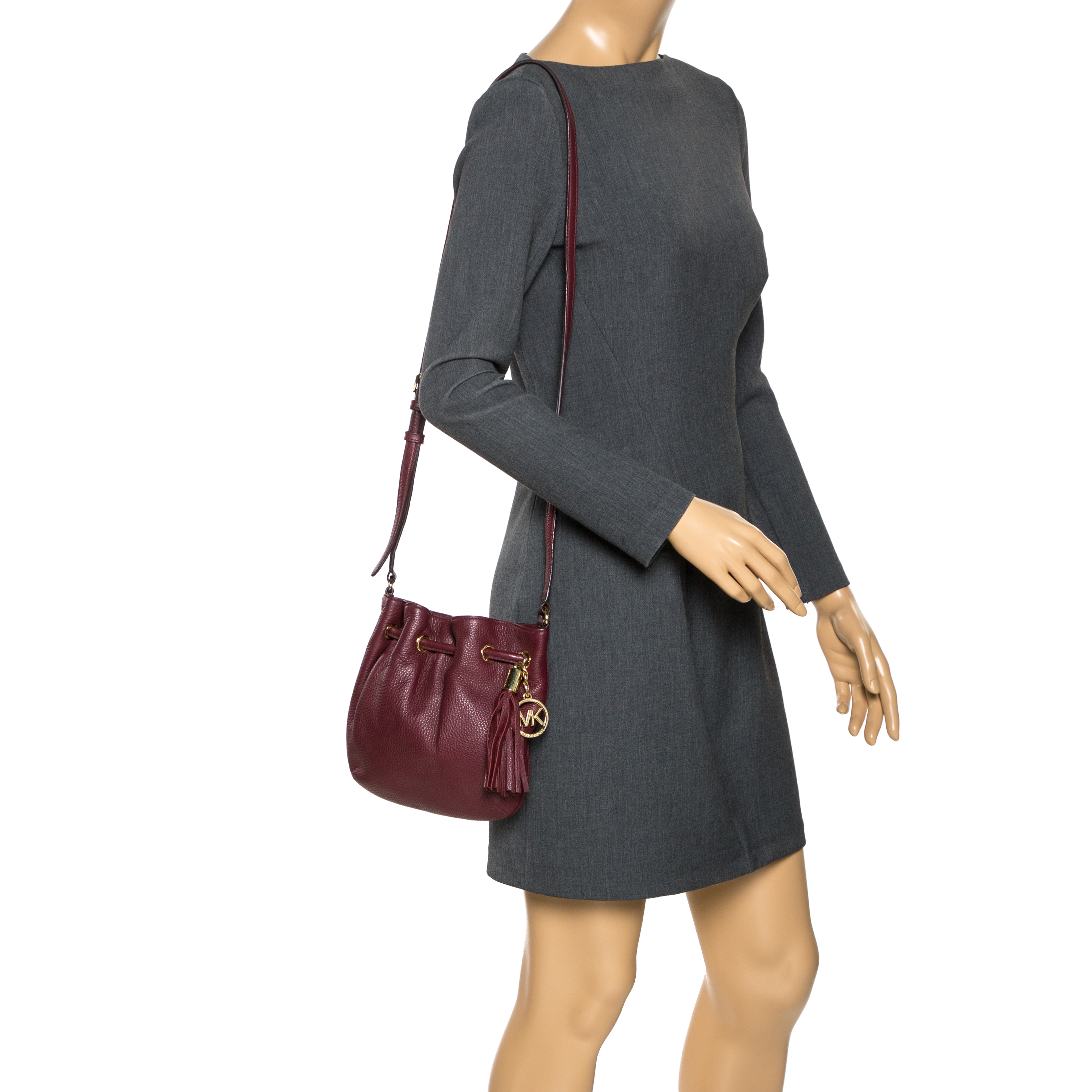 

Michael Kors Burgundy Leather Tassel Crossbody Bag
