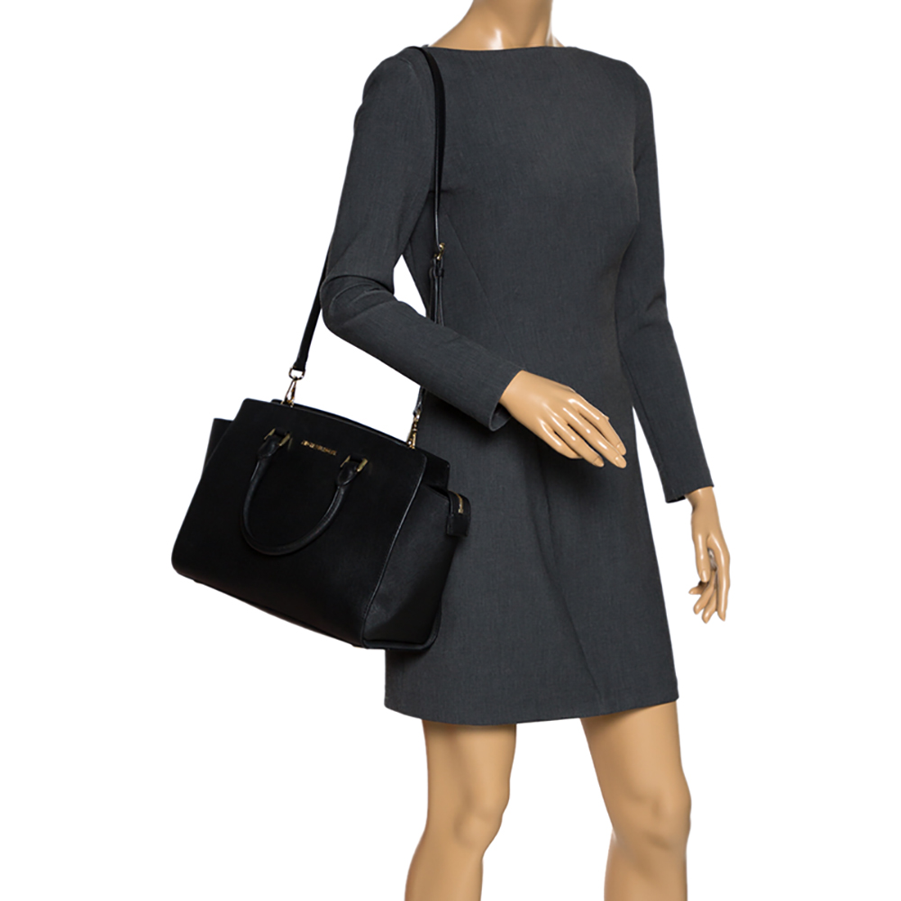 

MICHAEL Michael Kors Black Leather Large Selma Satchel