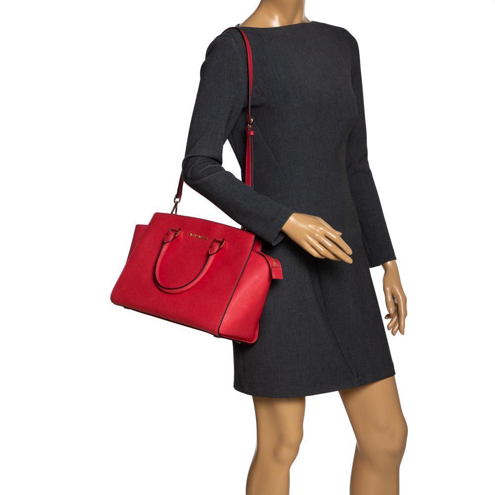 

MICHAEL Michael Kors Red Leather Large Selma Satchel