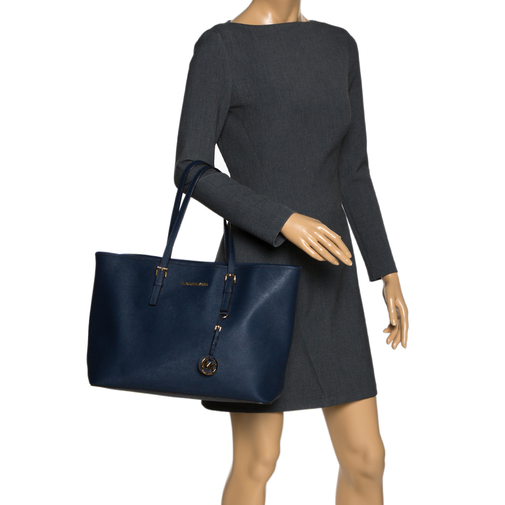 

Michael Kors Blue Leather Jet Set Travel Tote