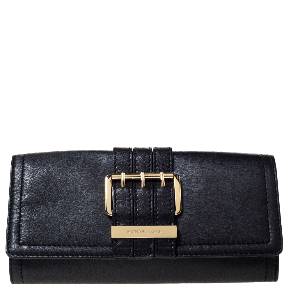 michael kors black leather clutch