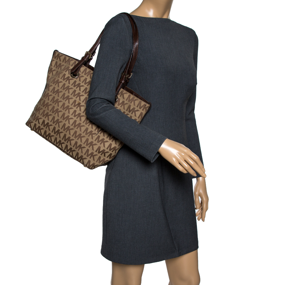 

Michael Kors Beige/Brown Canvas and Leather Tote