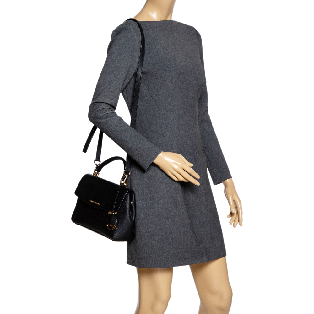 

Michael Kors Black Leather Small Ava Top Handle Bag