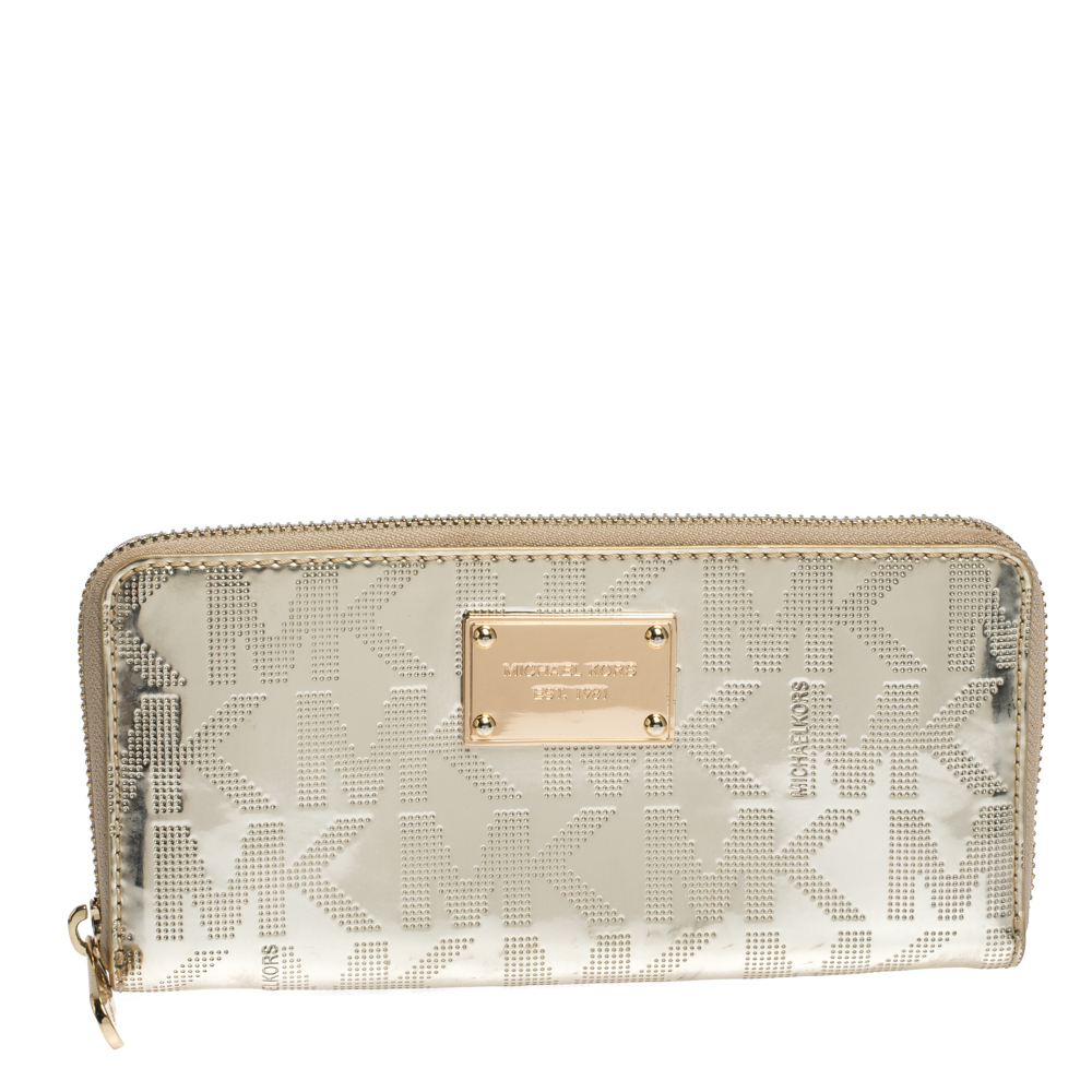 metallic michael kors wallet