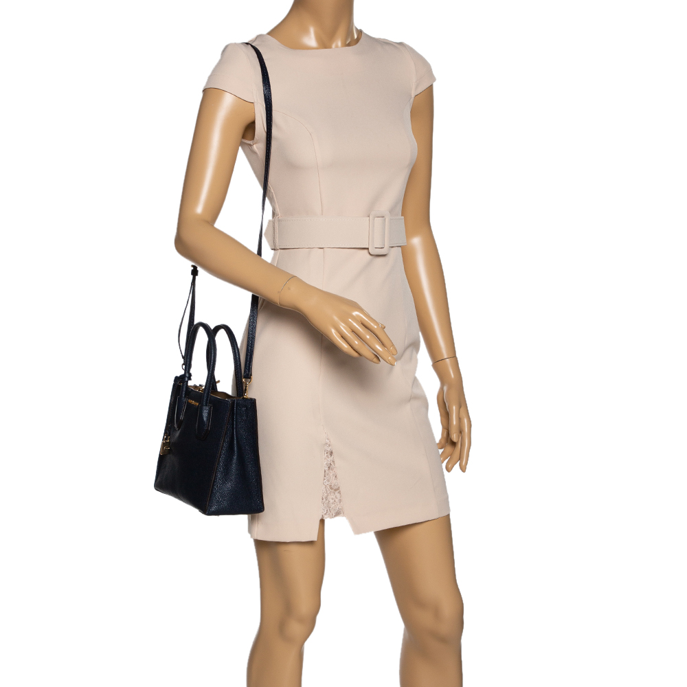 

Michael Kors Navy Blue Leather Mini Mercer Tote