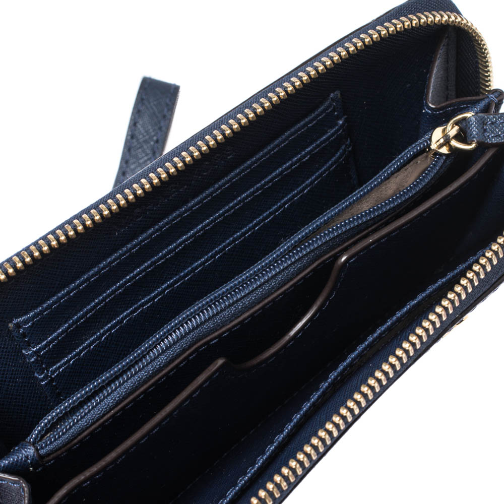 

Michael Kors Navy Blue Leather Zip Around Wristlet Wallet