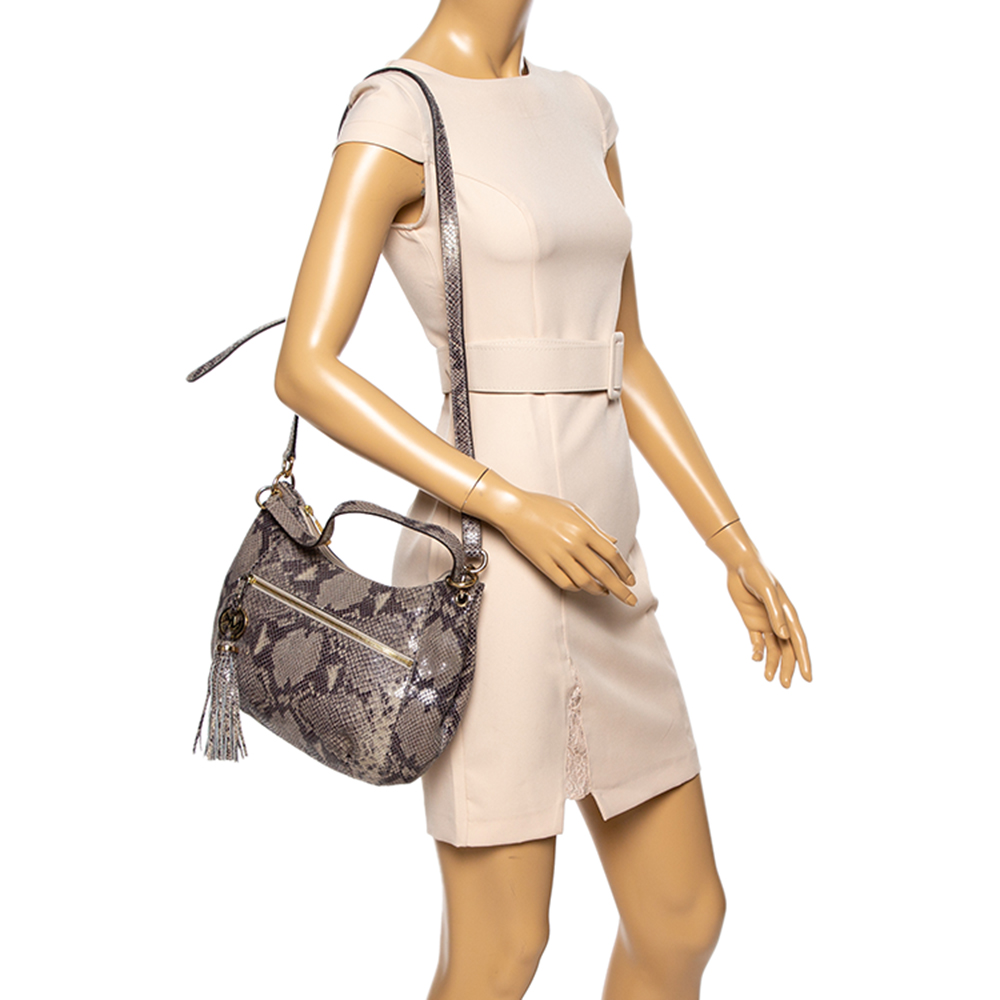 

Michael Michael Kors Grey/Black Python Embossed Leather Crossbody Bag