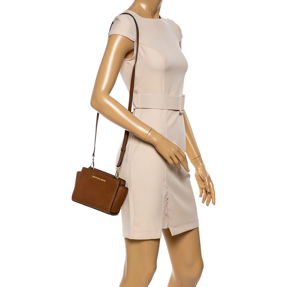 

Michael Kors Brown Leather Mini Selma Crossbody Bag