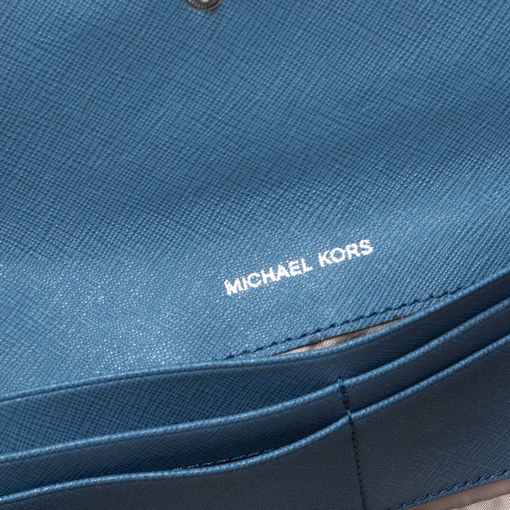 

Michael Kors Blue Saffiano Leather Flap Wallet