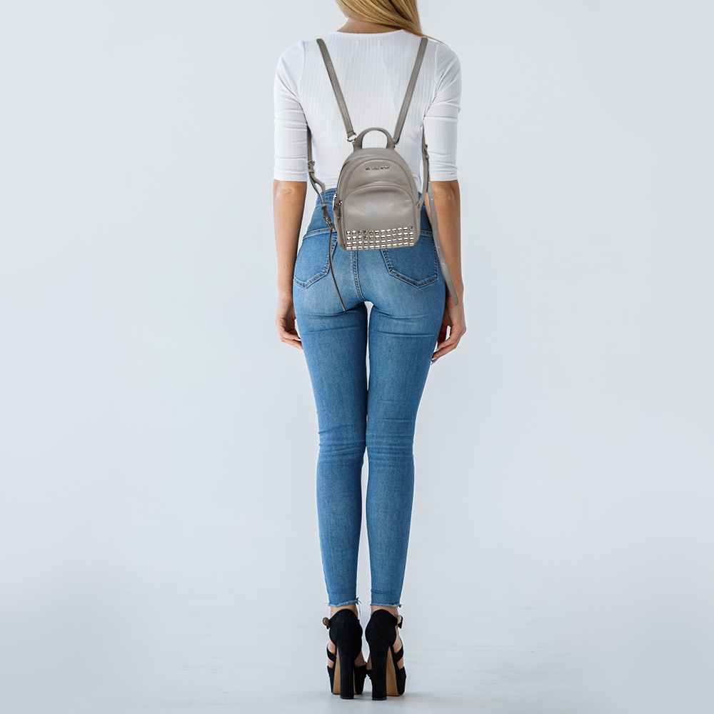 

Michael Kors Grey Leather Abbey Studded Backpack