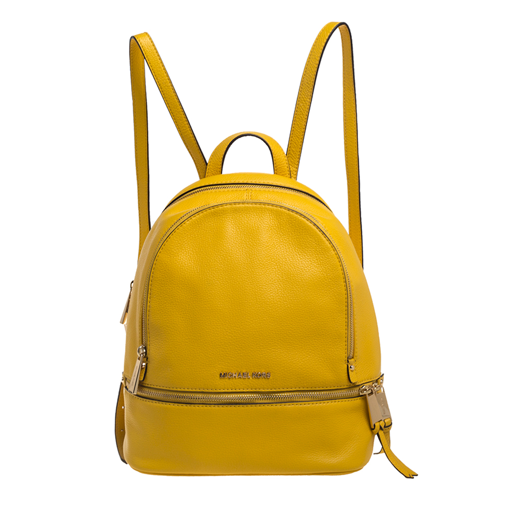 Michael Kors Yellow Leather Rhea Zip Backpack Michael Kors  TLC
