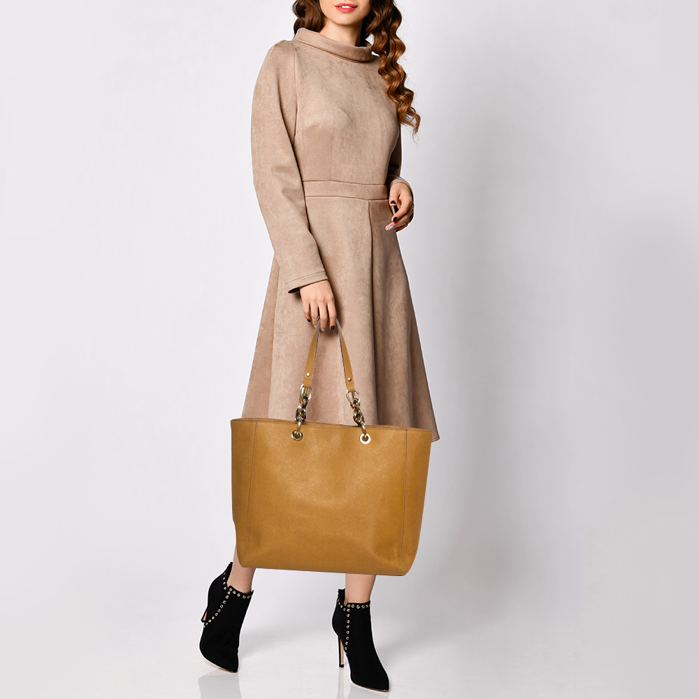 

MICHAEL Michael Kors Light Brown Leather Chain Tote