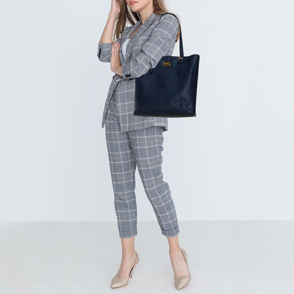 

Michael Kors Navy Blue Leather Large Jet Set Travel Tote