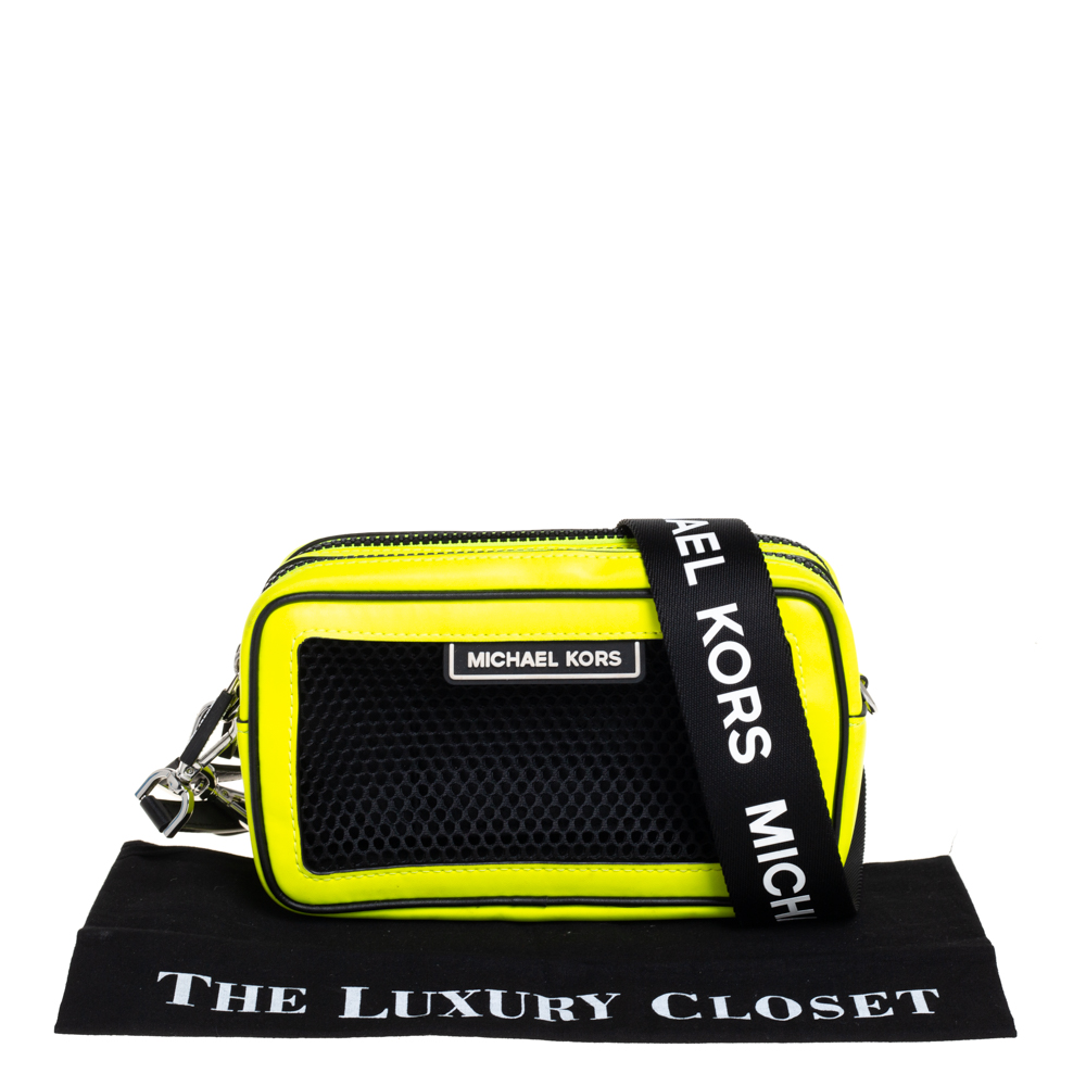 Michael Kors Neon Yellow/Black Leather and Mesh Sport Danika Crossbody Bag  Michael Kors | TLC