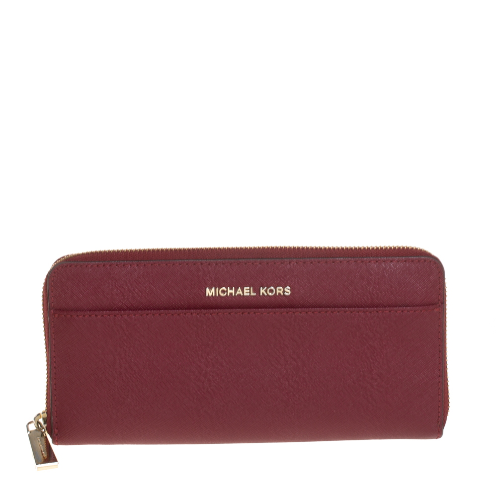 Burgundy michael store kors wallet