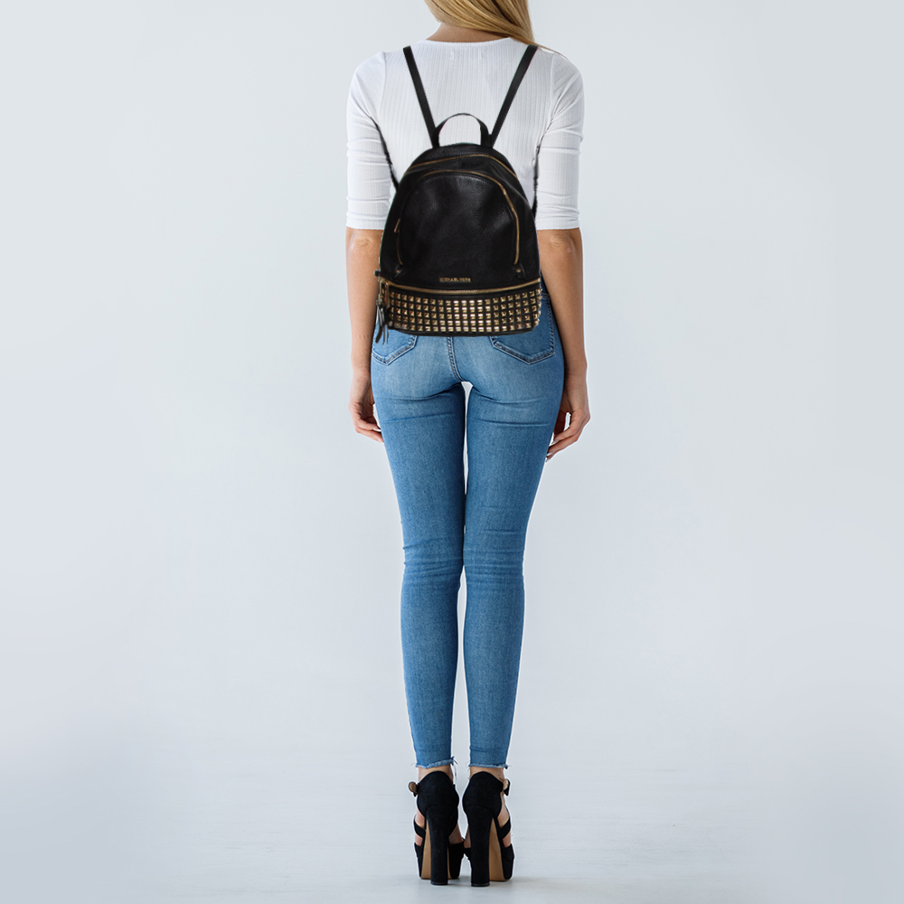 

Michael Kors Black Leather Small Studded Rhea Backpack
