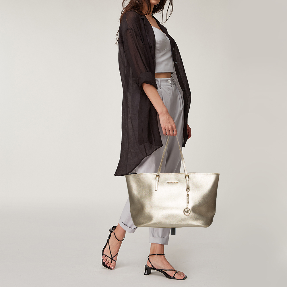 

Michael Kors Metallic Gold Leather Large Jet Set Travel Tote