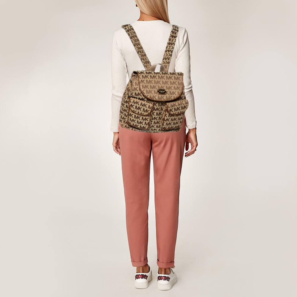

Michael Kors Beige Canvas Jet Set Backpack