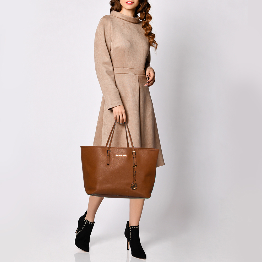 

Michael Kors Brown Leather Large Jet Set Travel Tote