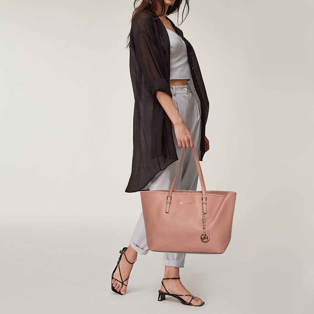 

Michael Kors Dark Beige Leather Large Jet Set Travel Tote