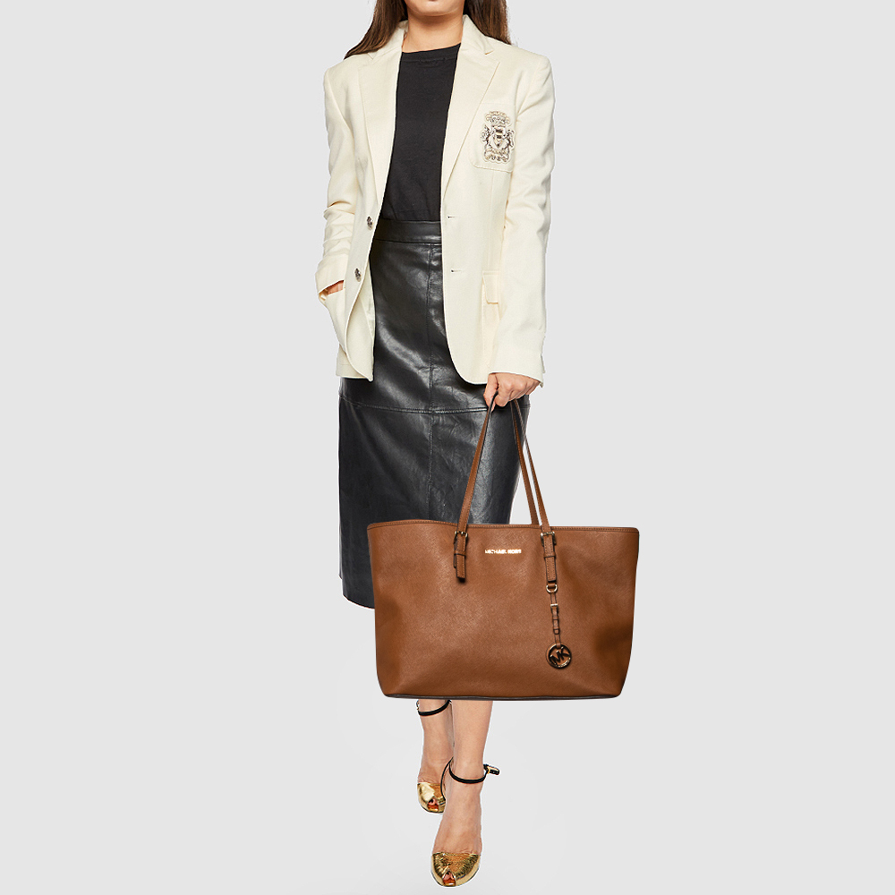 

Michael Kors Brown Leather Large Jet Set Travel Tote