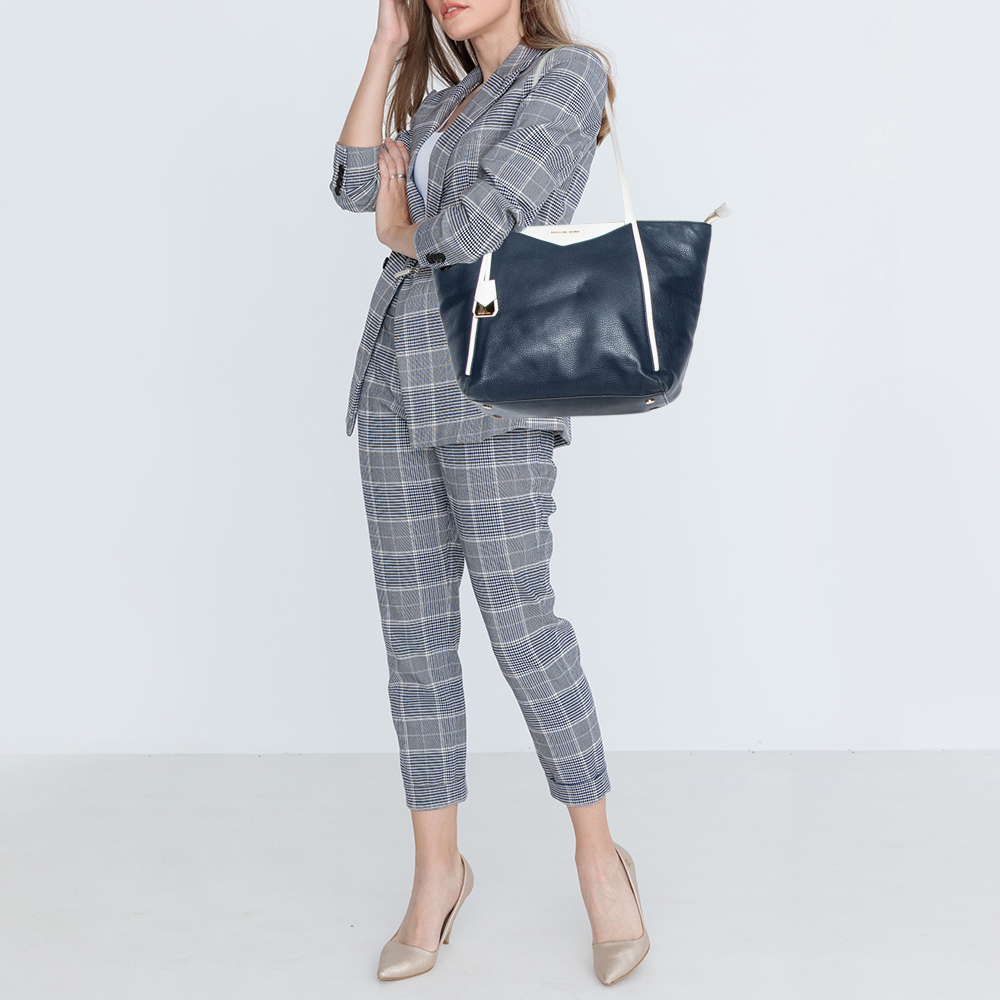 

Michael Kors Navy Blue/White Leather Whitney Tote