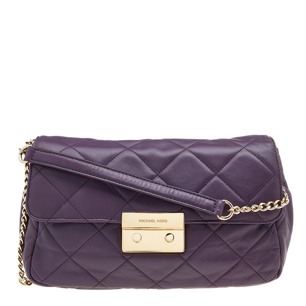 Pre-owned Michael Kors Purple Quilted Leather Sloan Chain Bag