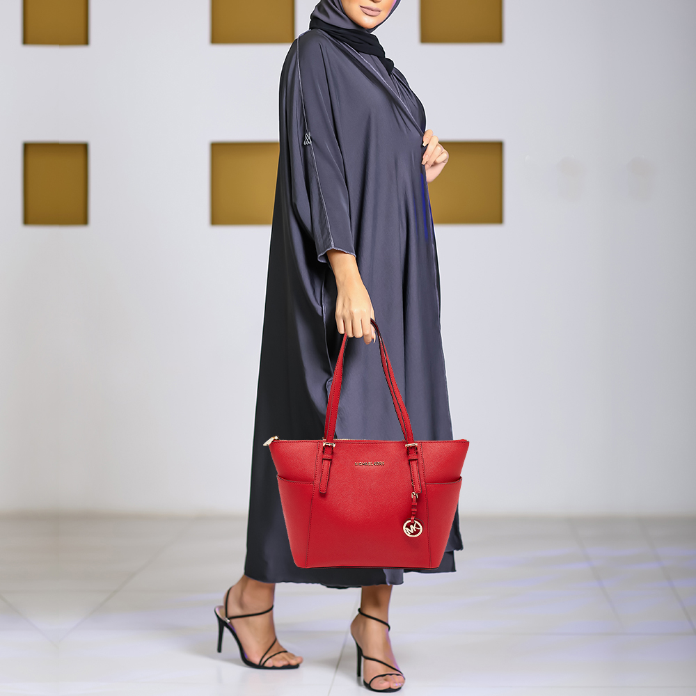 

Michael Kors Red Leather Jet Set Tote